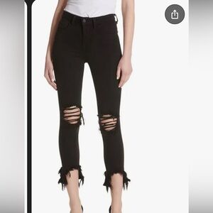 L'AGENCE Black Distressed Ankle Jeans